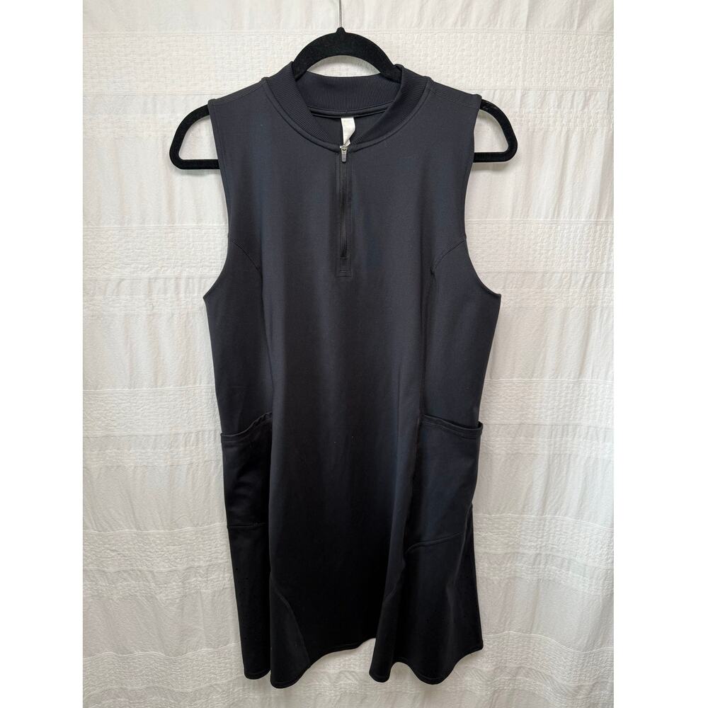 Zella Women's Black Sleeveless Half Zip Athletic Dress, Black, Size Large